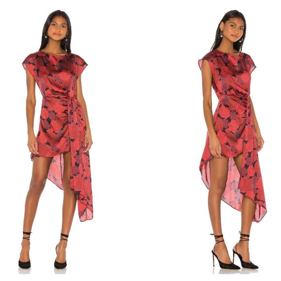NWT L'Academie The Elaina Mini Dress in Red Peony - Picture 1 of 14